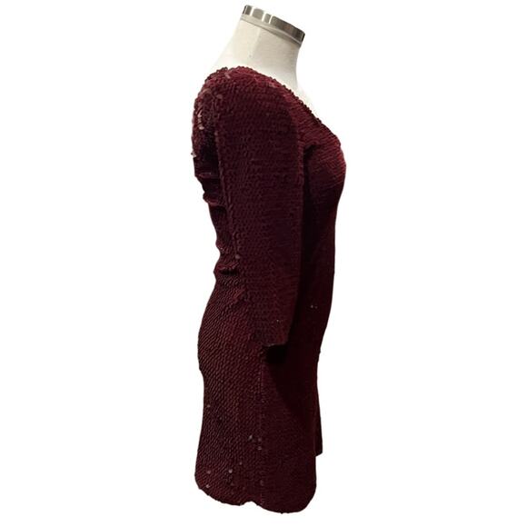 BB Dakota Sequined Velvet Burgundy Dress Size Small - Picture 5 of 10